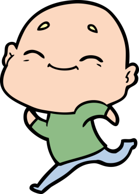 Bir insan tarafından çizilmiş mutlu, kel adam.