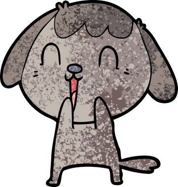 Bir insan tarafından çizilmiş şirin bir çizgi film köpeği.