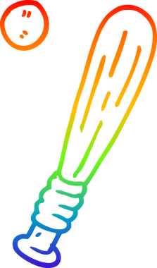 gökkuşağı gradyan çizgi çizimi bir insan tarafından çizilmiş beysbol sopası