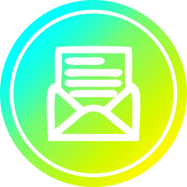 Zarf harfi dairesel simgesi, bir insan tarafından çizilen havalı gradyan bitiş