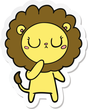 Bir insan tarafından çizilmiş karikatür aslanının çıkartması.