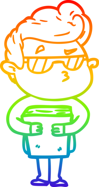 Gökkuşağı gradyan çizimi. Bir insan tarafından çizilmiş havalı bir adamın çizimi.