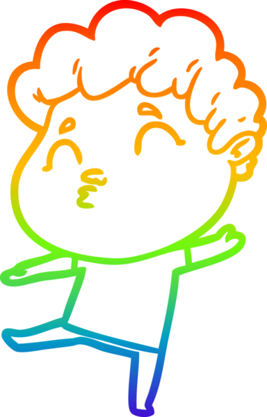 Gökkuşağı gradyan çizgi çizimi bir insan tarafından çizilen bir çizgi film adamı