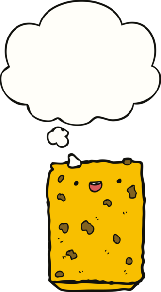 Bir insan tarafından çizilmiş düşünce balonlu bisküvi.