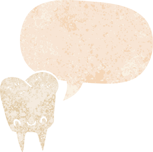 Bir insan tarafından çizilmiş grunge dertli retro desenli konuşma baloncuklu çizgi film dişleri