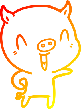 Bir insan tarafından çizilmiş mutlu çizgi film domuzu çizimi.