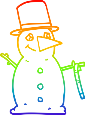 gökkuşağı gradyan çizgi çizimi bir insan tarafından çizilmiş bir kardan adam