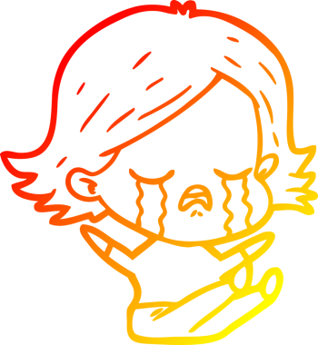 Bir insan tarafından çizilmiş ağlayan çizgi film kızı çizimi.