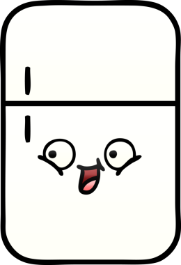 Bir insan tarafından çizilmiş bir buzdolabının gölgelenmiş karikatürü.