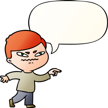 çizgi film kızgın adam bir insan tarafından çizilmiş yumuşak bir gradyan tarzla konuşma baloncuğu ile işaret