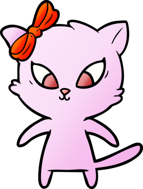 Bir insan tarafından çizilmiş çizgi film kedisi.