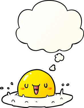 Düşünce baloncuklu çizgi film sahanda yumurta bir insan tarafından çizilmiş.