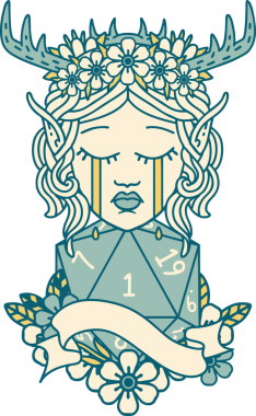 Retro Dövme Tarzı Ağlayan Elf Karakteri Yüzü Doğal bir insan tarafından çizilmiş