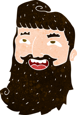 Bir insan tarafından çizilmiş sakallı bir çizgi film adamı.