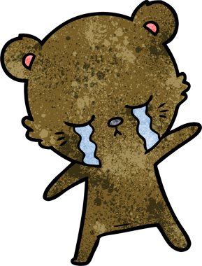 Bir insan tarafından çizilmiş ağlayan çizgi film ayısı.