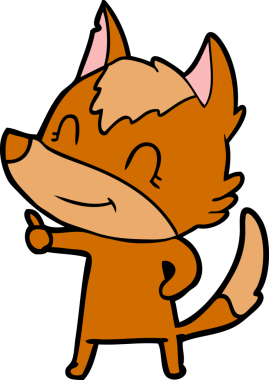 Bir insan tarafından çizilmiş tilki çizgi film karakteri