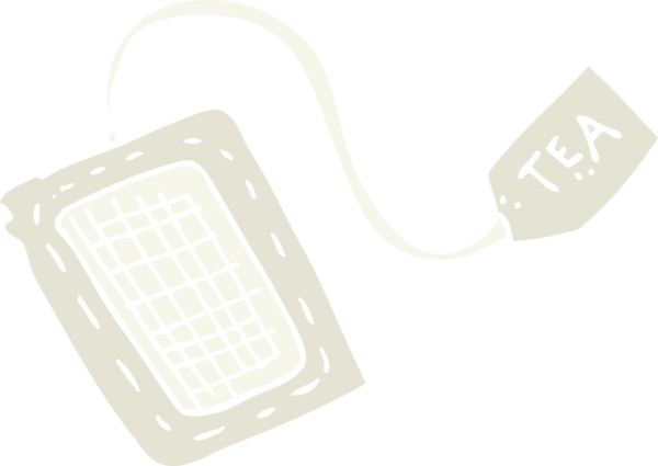 Bir insan tarafından çizilmiş çay poşetinin düz renk çizimi