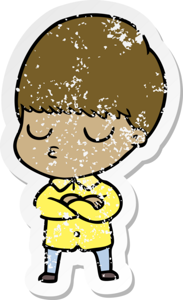 Bir insan tarafından çizilmiş, sıkıntılı bir çizgi film çıkartması.