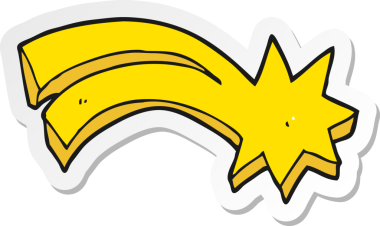 Bir insan tarafından çizilmiş karikatür dekoratif kayan yıldız çıkartması.