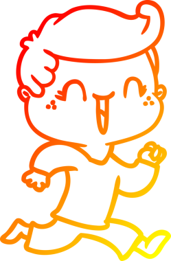 Bir insan tarafından çizilmiş gülen bir çizgi film karakteri çizimi