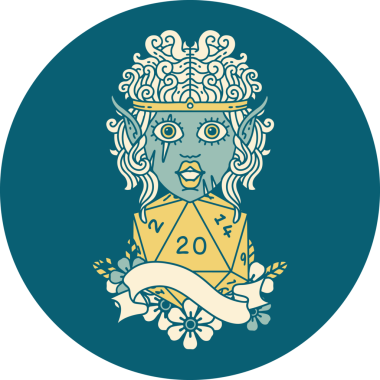 Retro Dövme Tarzı Barbar karakter yüzü Bir insan tarafından çizilmiş doğal yirmi zar ile