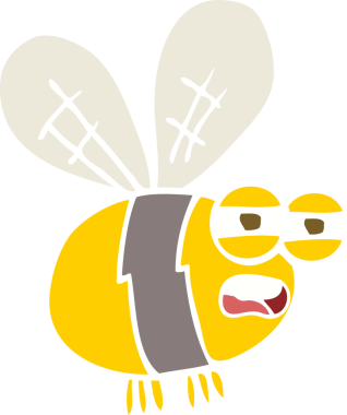 Bir insan tarafından çizilen arıların düz renk çizimi