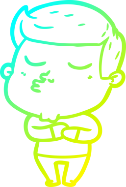 Çizgi film mankeni bir adamın insan tarafından çizilmiş soğuk gradyan çizimi.