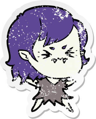 Bir insan tarafından çizilmiş rahatsız bir vampir kızın sıkıntılı çıkartması.