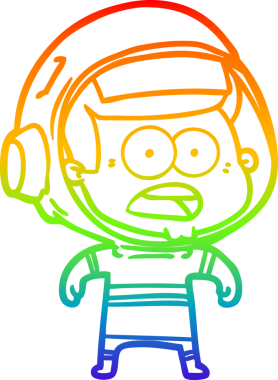 gökkuşağı gradyan çizgi çizimi bir insan tarafından çizilmiş astronot şaşırttı