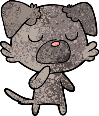 Bir insan tarafından çizilmiş çizgi film köpeği.