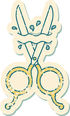 Bir insan tarafından çizilmiş berber makasının sembolik dövmeli görüntüsü