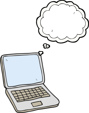 Bir insan tarafından çizilmiş serbest çizim balon dizüstü bilgisayar.