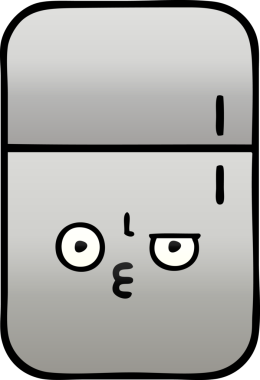 Bir insan tarafından çizilmiş bir buzdolabının gölgelenmiş karikatürü.