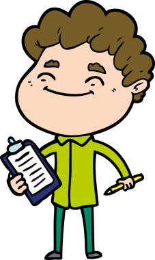 Bir insan tarafından çizilmiş çizgi film dostu bir adam.