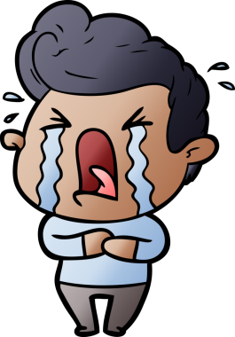 Bir insan tarafından çizilmiş ağlayan bir karikatür.