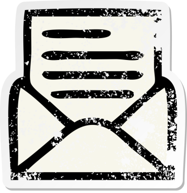 Sevimli bir karikatür mektubu ve bir insan tarafından çizilmiş zarfın sıkıntılı etiketi.