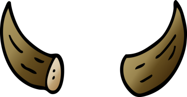 Bir insan tarafından çizilmiş karikatür boynuzları.