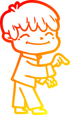 Bir insan tarafından çizilen mutlu bir çocuğun sıcak çizgi çizimi.