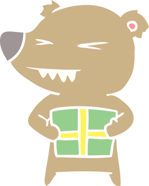 kızgın ayı düz renkli çizgi film bir insan tarafından çizilmiş hediye