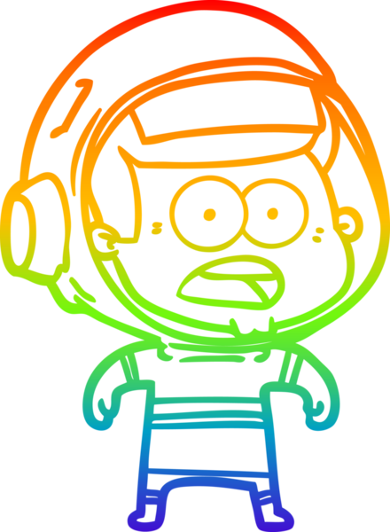 gökkuşağı gradyan çizgi çizimi bir insan tarafından çizilmiş astronot şaşırttı