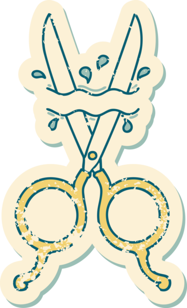 Bir insan tarafından çizilmiş berber makasının sembolik dövmeli görüntüsü