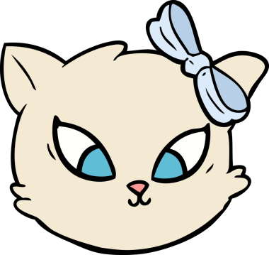 Bir insan tarafından çizilmiş sevimli çizgi film kedisi.