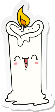 Bir insan tarafından çizilmiş mutlu mum çıkartması.