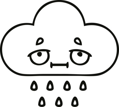 Bir insan tarafından çizilmiş yağmur bulutunun çizgi çizimi