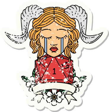 Retro Dövme Biçimi Ağlama Ağlama Doğal bir D20 zar atışıyla bir insan tarafından çizilmiş