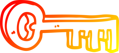 Bir insan tarafından çizilen altın anahtarın sıcak çizgi çizimi