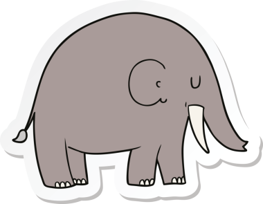 Bir insan tarafından çizilmiş bir filin çıkartması.