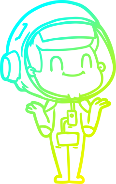 Bir insan tarafından çizilmiş mutlu bir astronot çizgi roman çizimi.