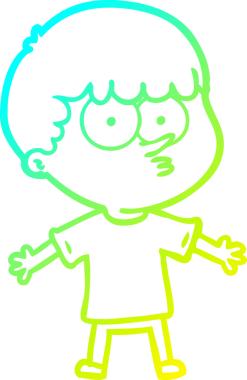 Bir çizgi film karakteri çizen soğuk gradyan bir insan tarafından çizilmiş meraklı çocuk.