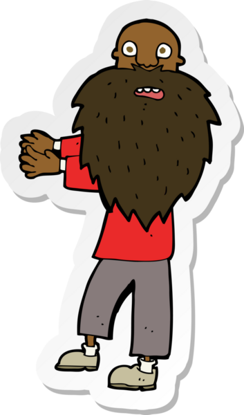 Bir insan tarafından çizilmiş sakallı yaşlı bir adamın çıkartması.